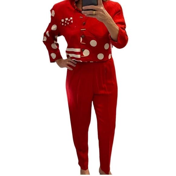 Dina Barel For Hi Tech Vintage Jacket and Matching Rayon Pants Set.Size S - Picture 1 of 16